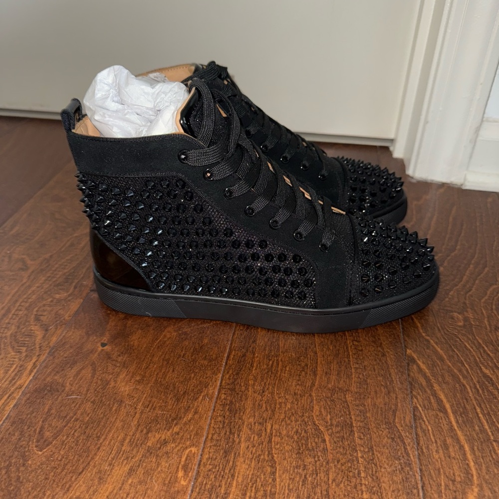 Christian Louboutin Black Studded High-Top Sneaker